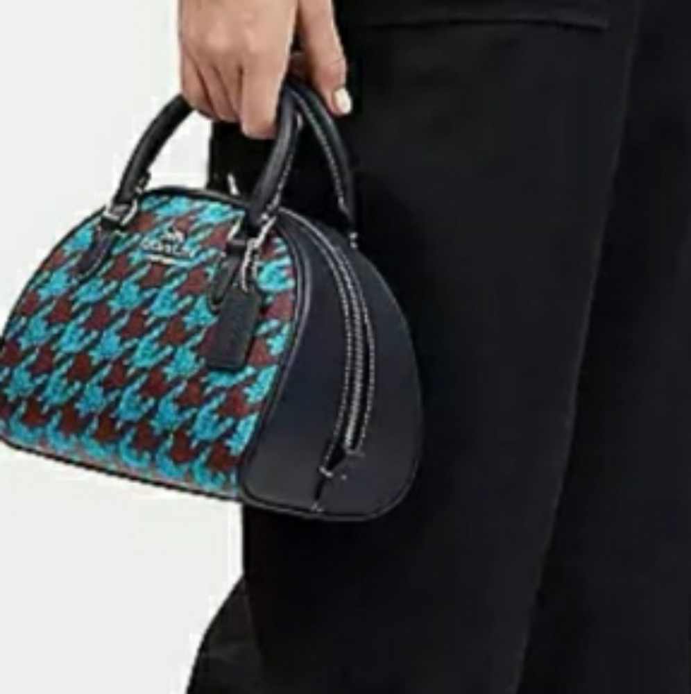NWT COACH SYDNEY SATCHEL with HOUNDSTOOTH DESIGN CJ628 - Picture 12 of 13